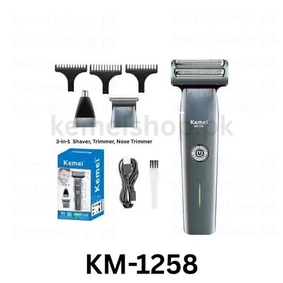 Kemei 3-in-1 Rechargeable Grooming Kit – Shaver, Trimmer & Nose Trimmer km-519A