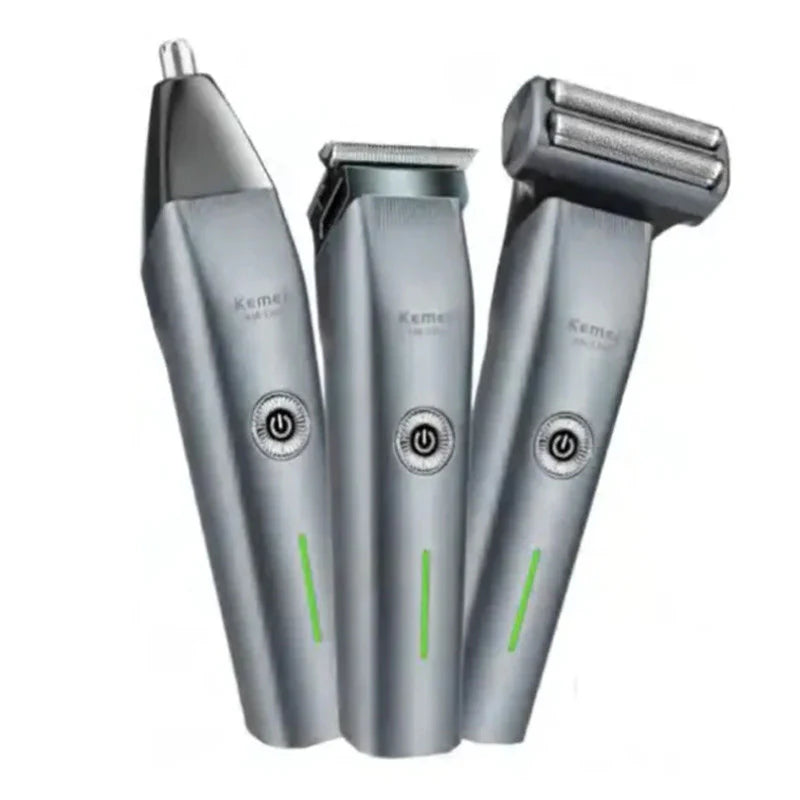 Kemei 3-in-1 Rechargeable Grooming Kit – Shaver, Trimmer & Nose Trimmer km-519A